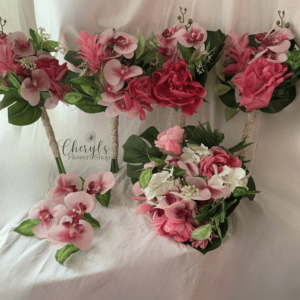 pink silk flower wedding package