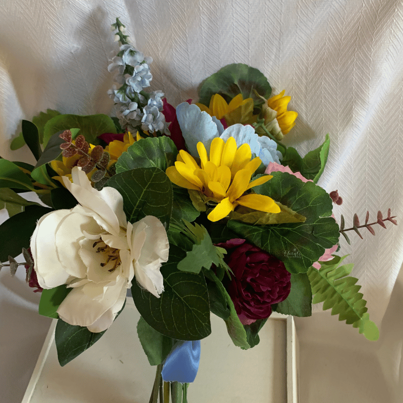 Mixed Summer Silk Flower Memorial Bouquet