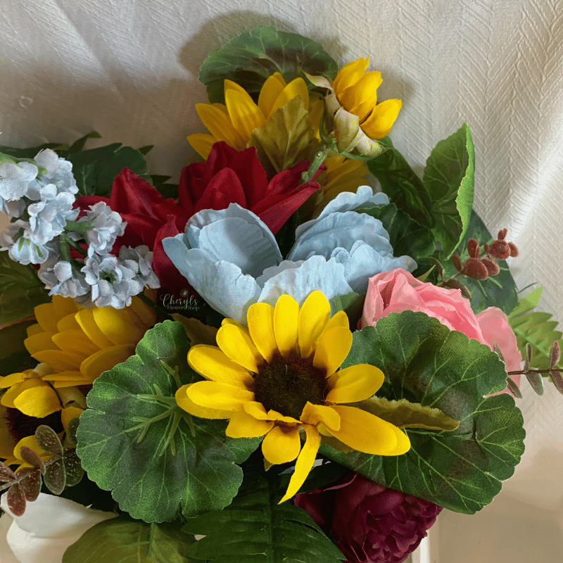 Mixed Summer Silk Flower Memorial Bouquet