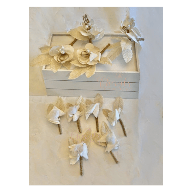 Champagne Rose Bridal Package boutonnieres & corsages