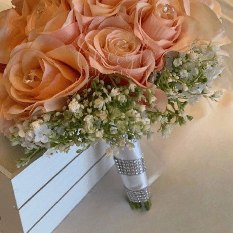 Crystal Pink Rose Bridal Bouquet